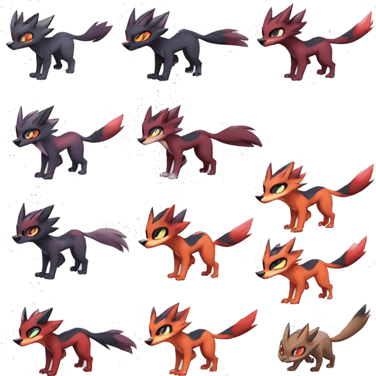 Noivern-Litten-Zorua-Nargacuga-Lycanroc-Torracat-Fakemon-hybrid full body emoji