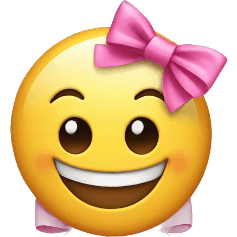 Smiley with pink bow emoji