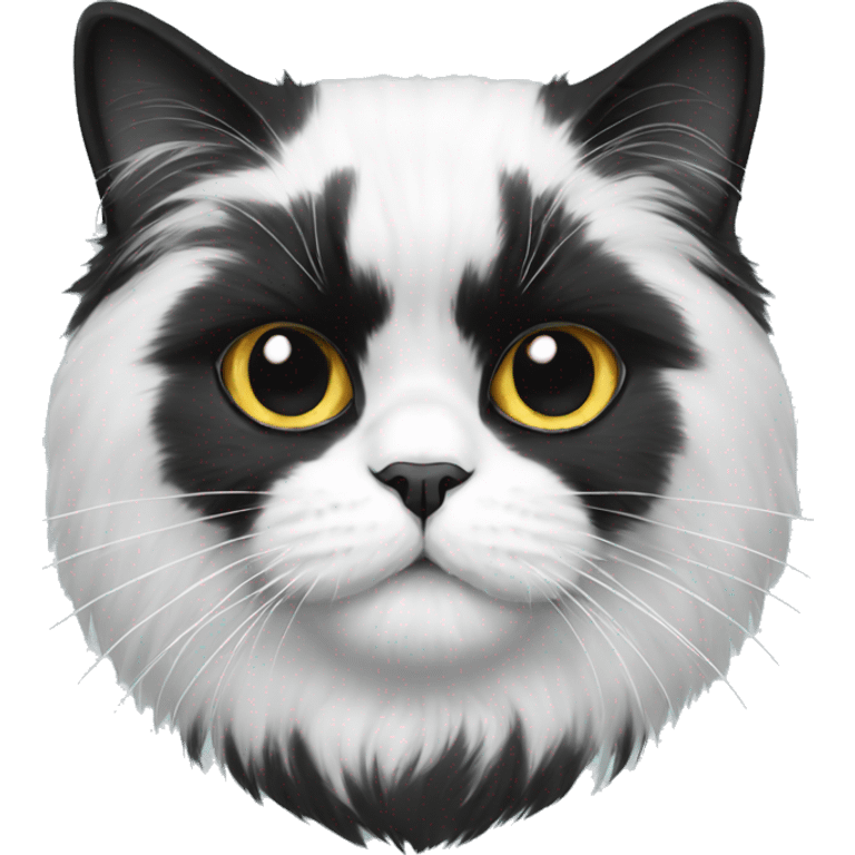 black and white Persian cat with mustache white emoji