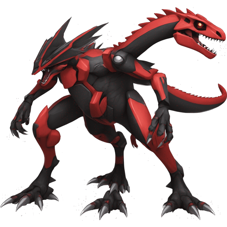  Cool Edgy Black Red Digimon-Fakemon-Guilmon-Velociraptor-Dragon-Mecha full body emoji