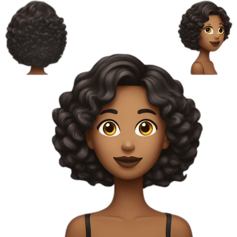 Fille bronzer avec les cheveux noir emoji