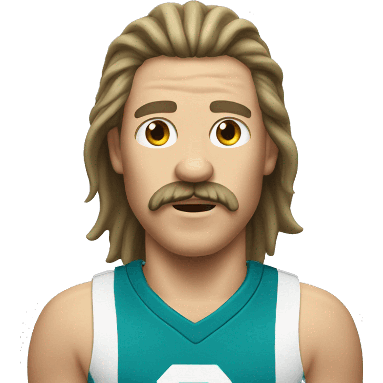 white athlete with a mustache and a mullet yelling  emoji