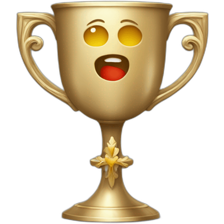 royal empty Christian cup for the winner with a cross on royal background emoji