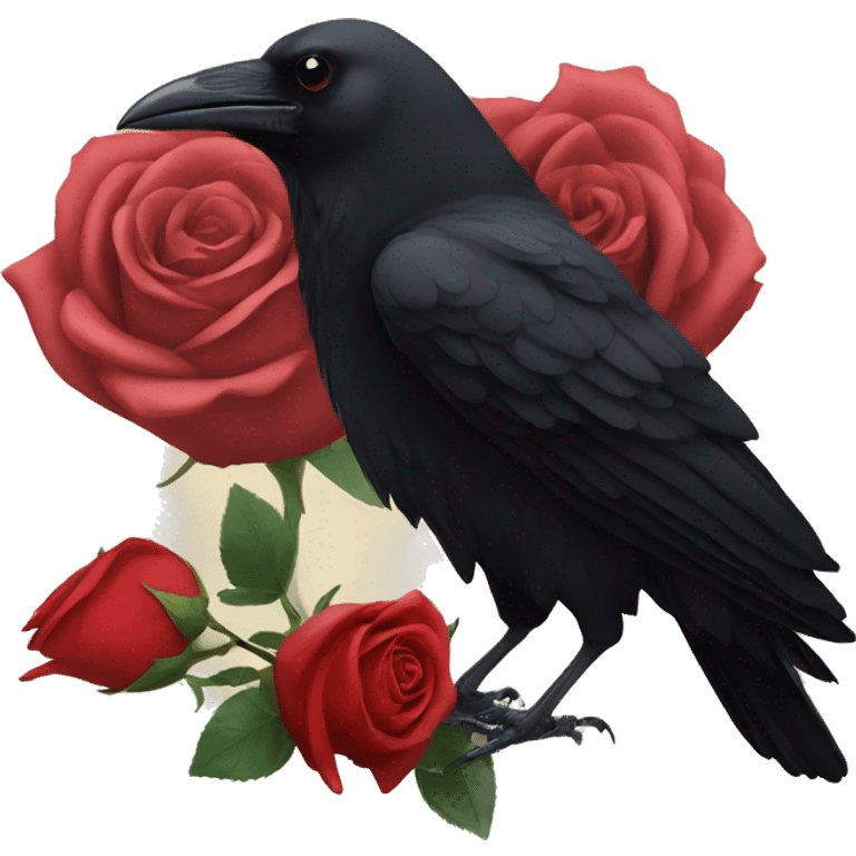 Crow and a rose emoji