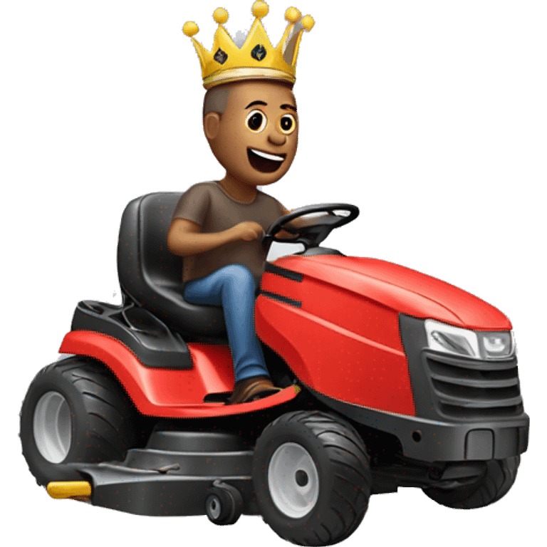 dad riding a lawnmower with a crown on his head emoji