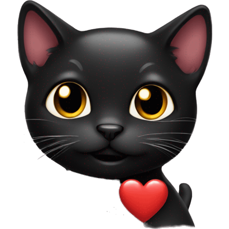 Black cat with heart emoji