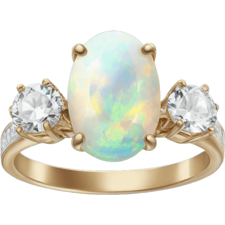 realistic opal engagement ring with two diamonds emoji