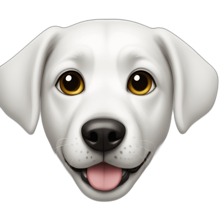 white dog with black spot on half of the face and black ear on the same side emoji