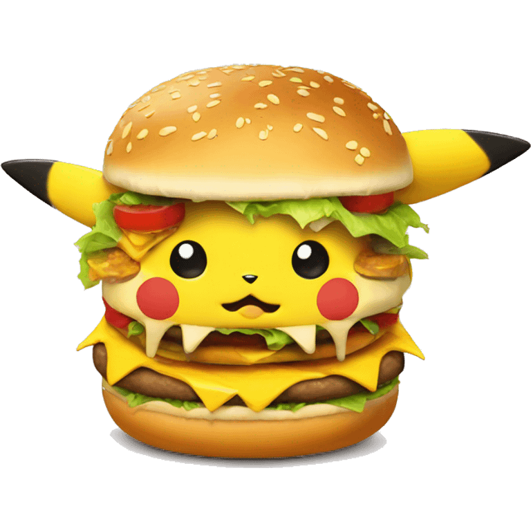 ANGRY Pikachu with cheeseburger emoji