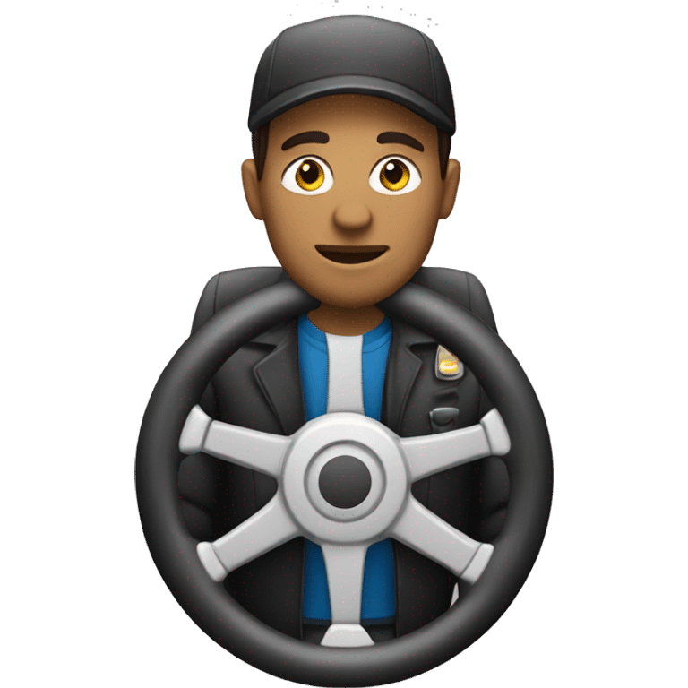 van driver with steering wheel emoji