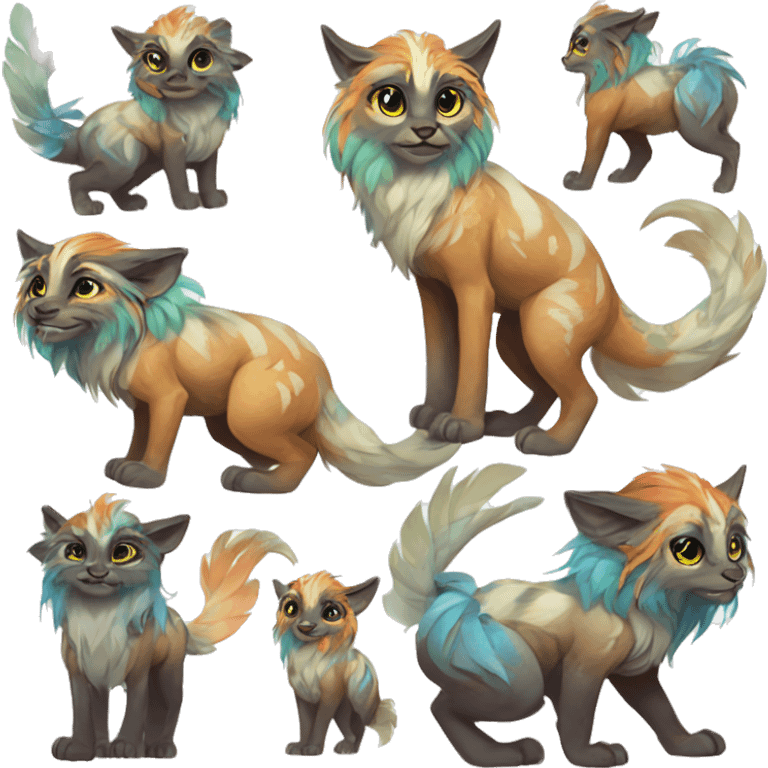 Colorful vernid fantasy creature LiLaiRa GriffSnuff Kamirah Falvie whiskers paws full body emoji