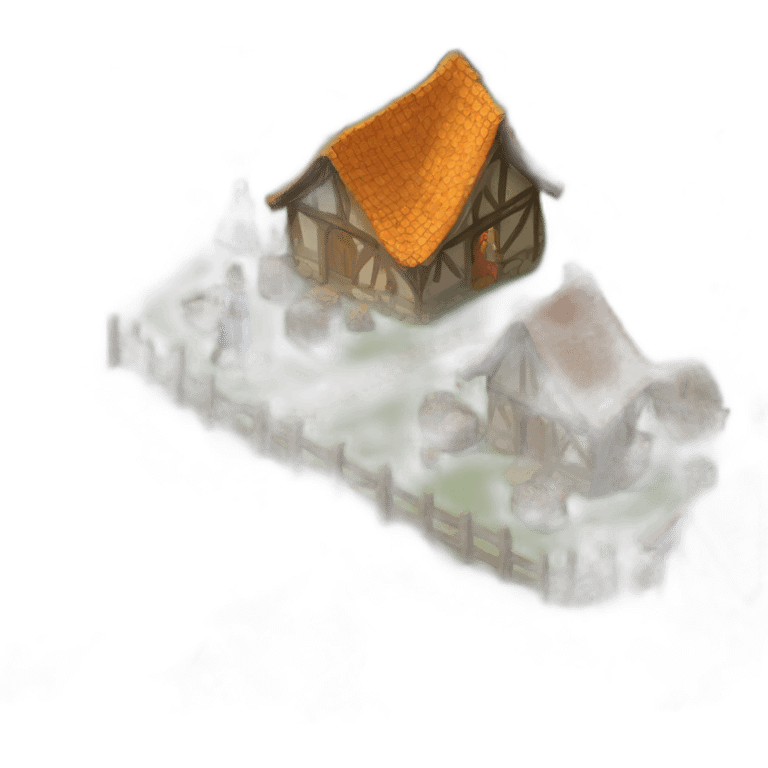 isometric view of a medieval village, festival mood, celebration emoji