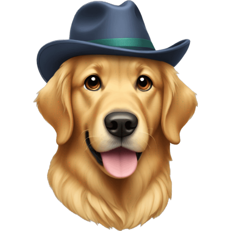 Golden retriever wearing a hat emoji