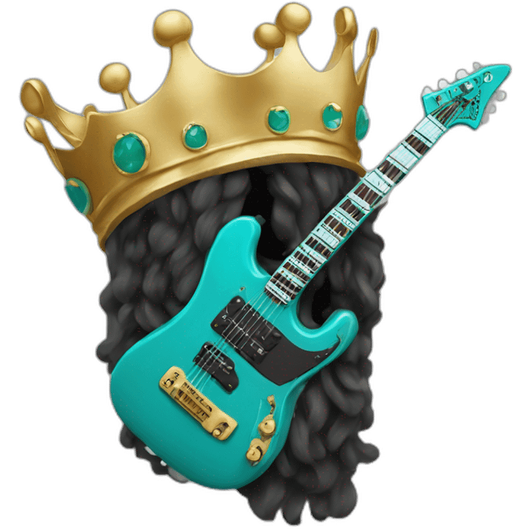 Soolking brook ;black affro cut ;turquoise electric guitar;golden crown ;skeletal face emoji