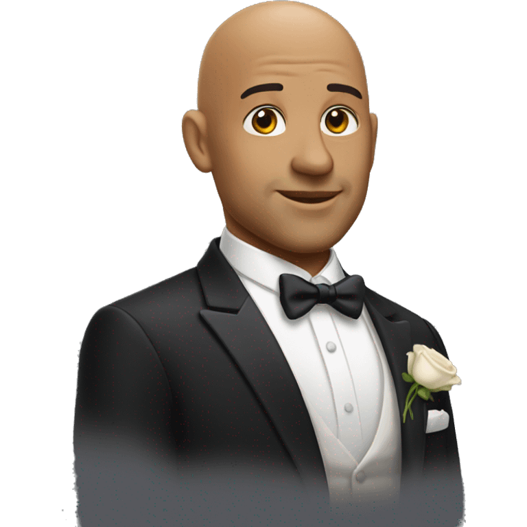 bald man in tuxedo and Marriage emoji