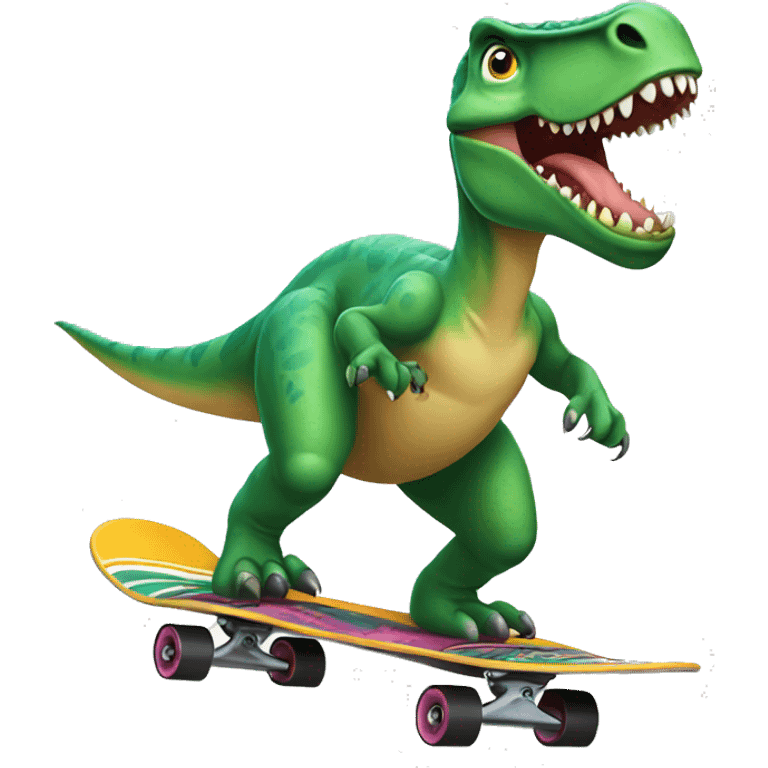 Dinosaur riding a skateboard  emoji