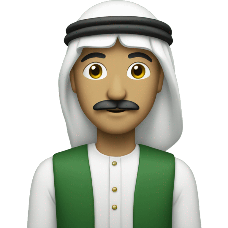 An Arab with a mustache and a green background behind  emoji