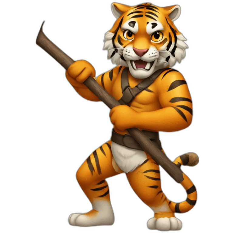 Tiger with a hand axe emoji