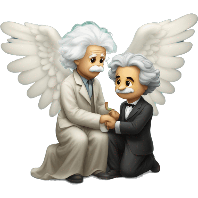 Albert Einstein and the angel emoji