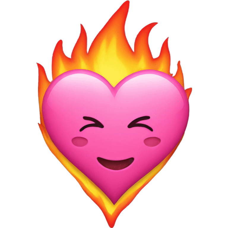 Pink heart with flames emoji