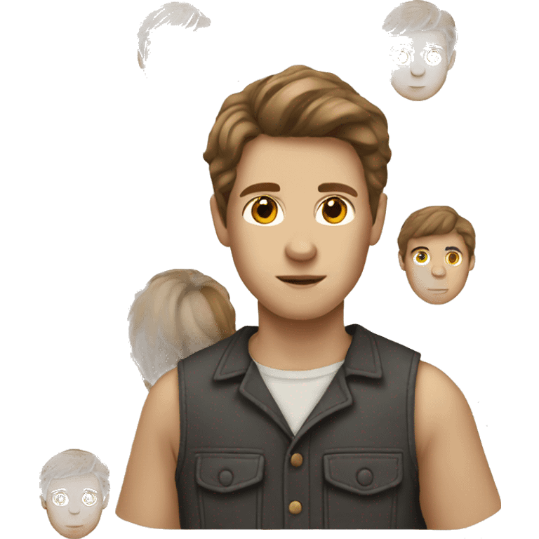 White boy with straight brown hair  emoji