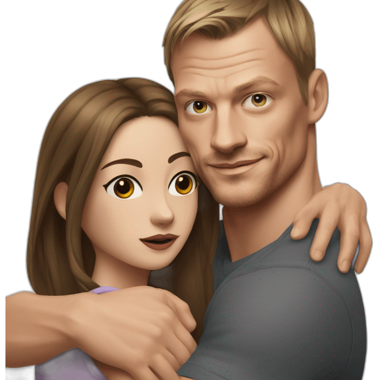 Joel Kinnaman hugs a girl with fair skin and brown hair emoji