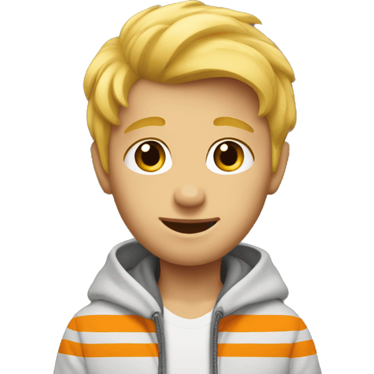 blond boy in orange huddie emoji