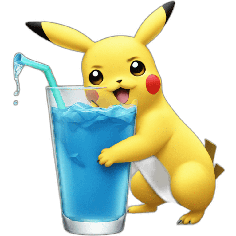 Pikachu drinking emoji