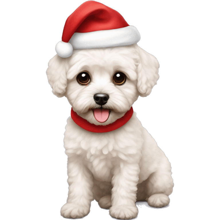 Maltipoo with Santa hat emoji