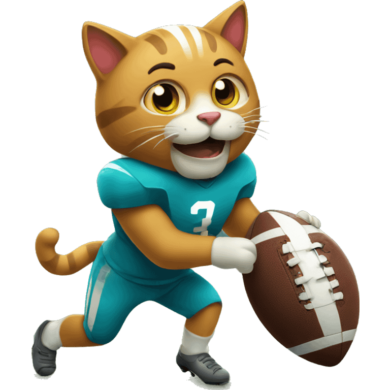 cat playing a football emoji