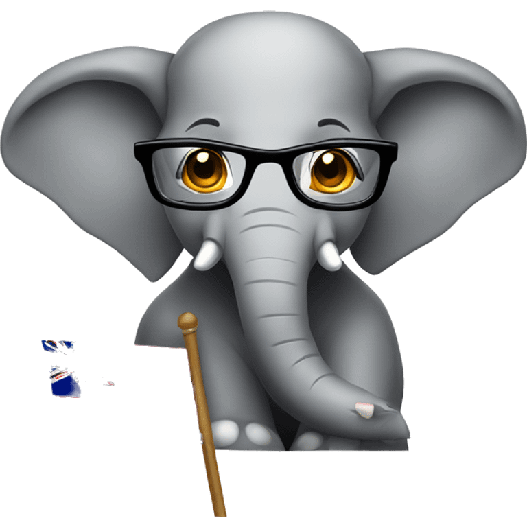 Diligent Elephant wearing glasses and holding a Thai flag. emoji