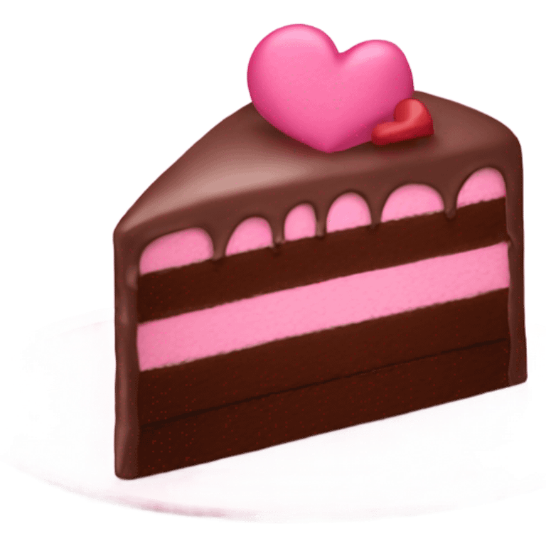 Pink chocolate cake with hearts emoji