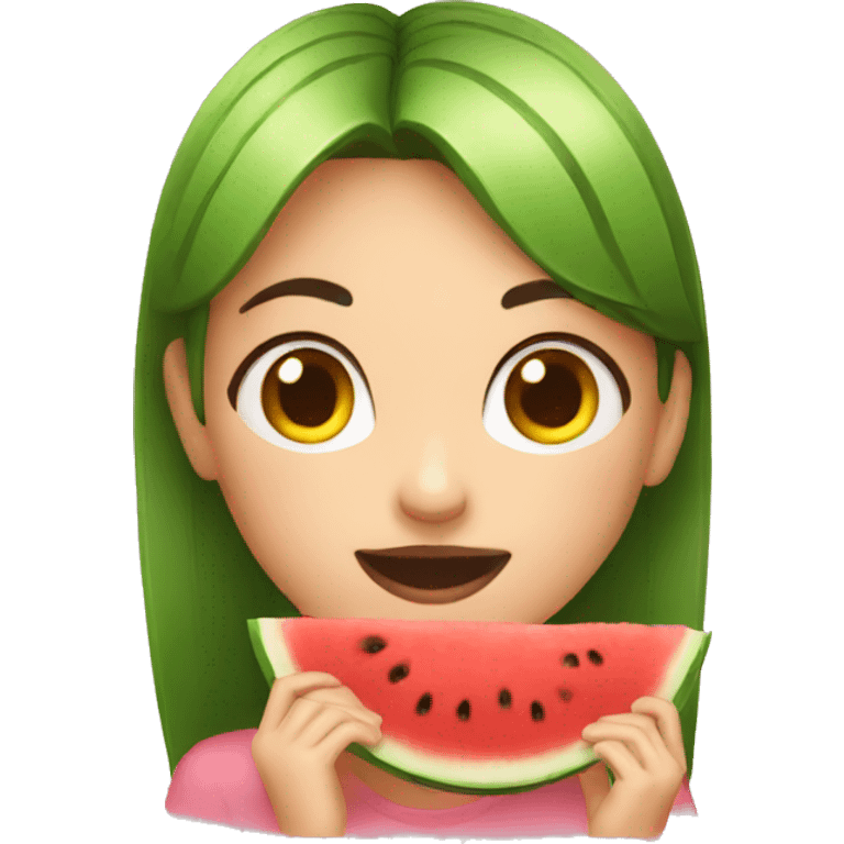 a girl eating watermelon abnormally emoji