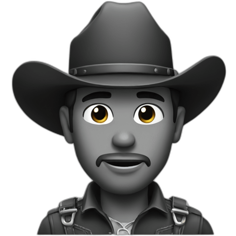 cowboy janky black and white emoji