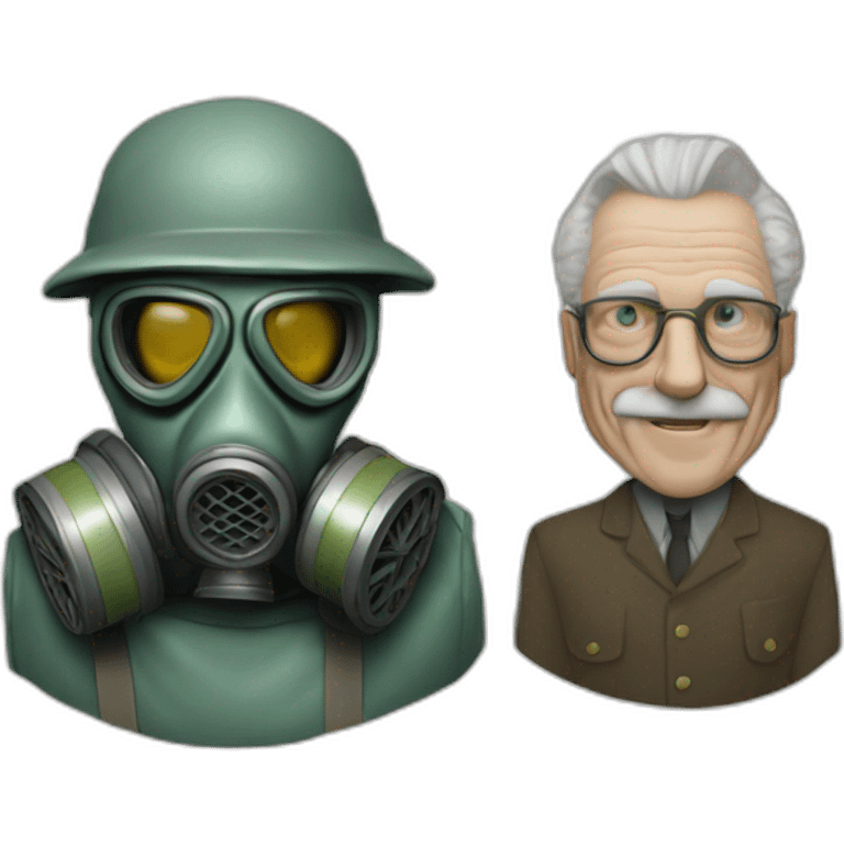 clean shaven old man, m40 gas mask, duo emoji