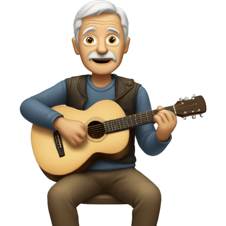 Old Man playing acoustic guitar  emoji