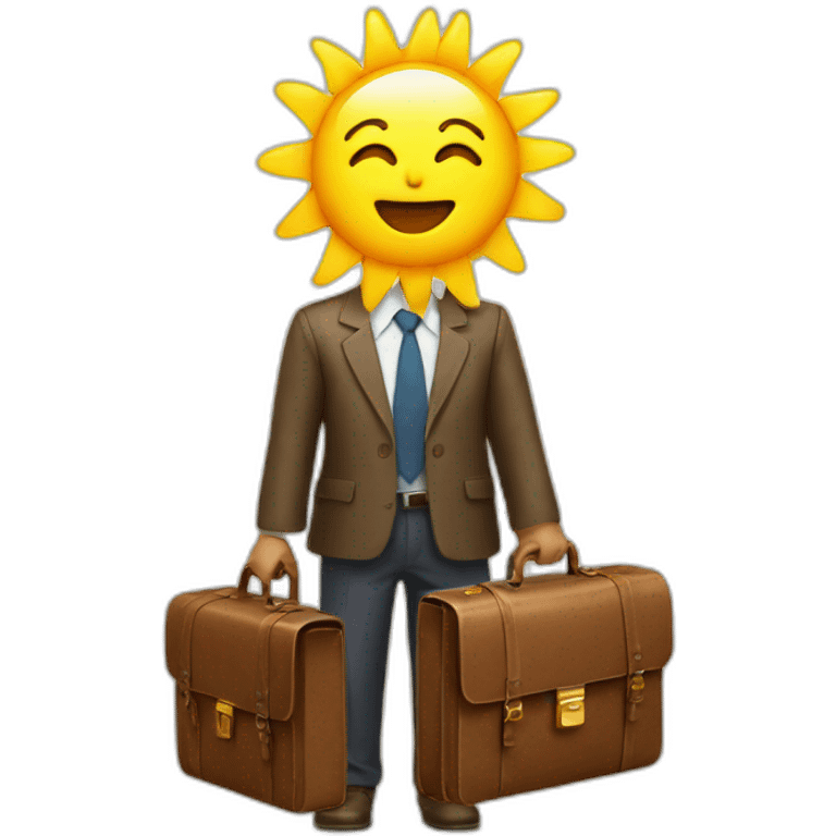 sunshine with face holding a briefcase emoji