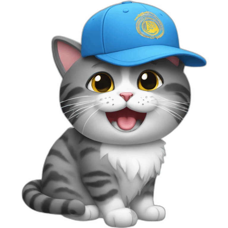 un chat avec une casquette de baseball emoji