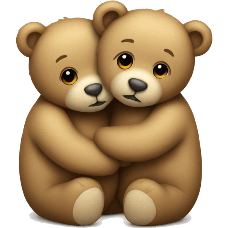 two teddy bears hugging each other with a beige heart at their side emoji