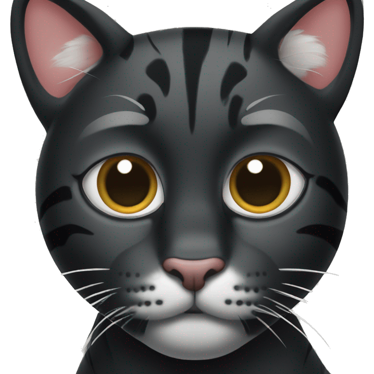 Black tiger cat with white dot on nose emoji