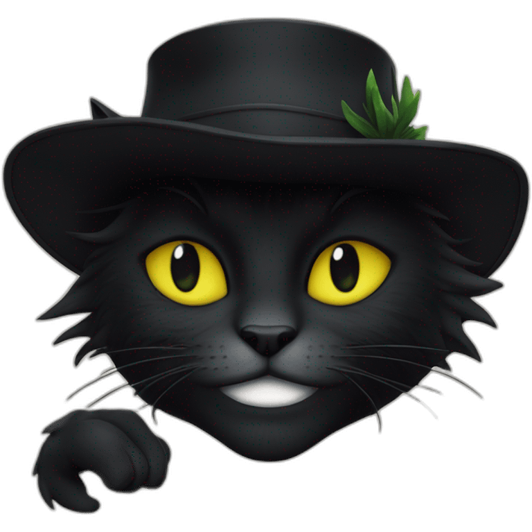 Chat noir avec une griffe planté sur la tête  emoji