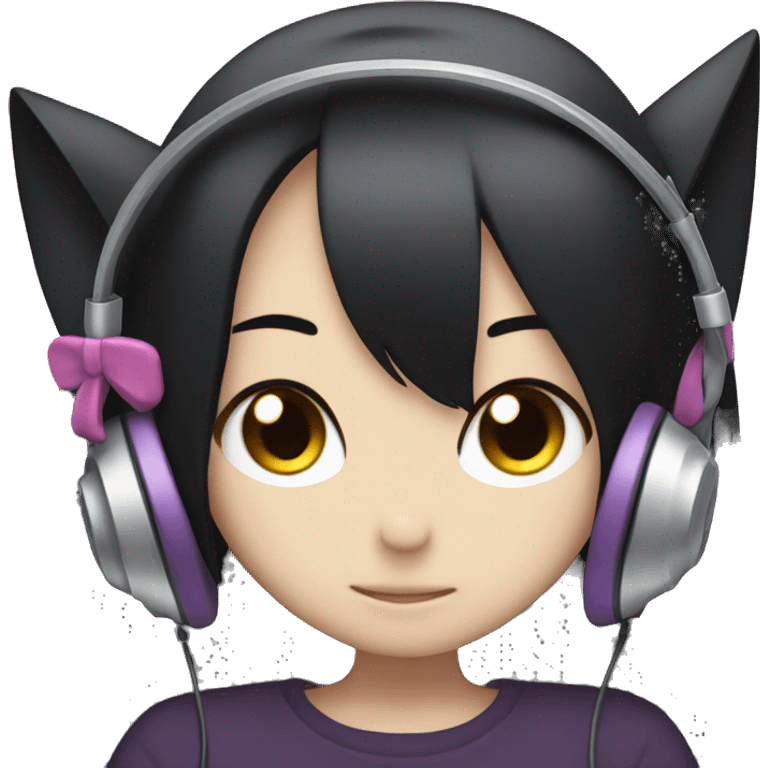 kuromi wearing a headphone emoji