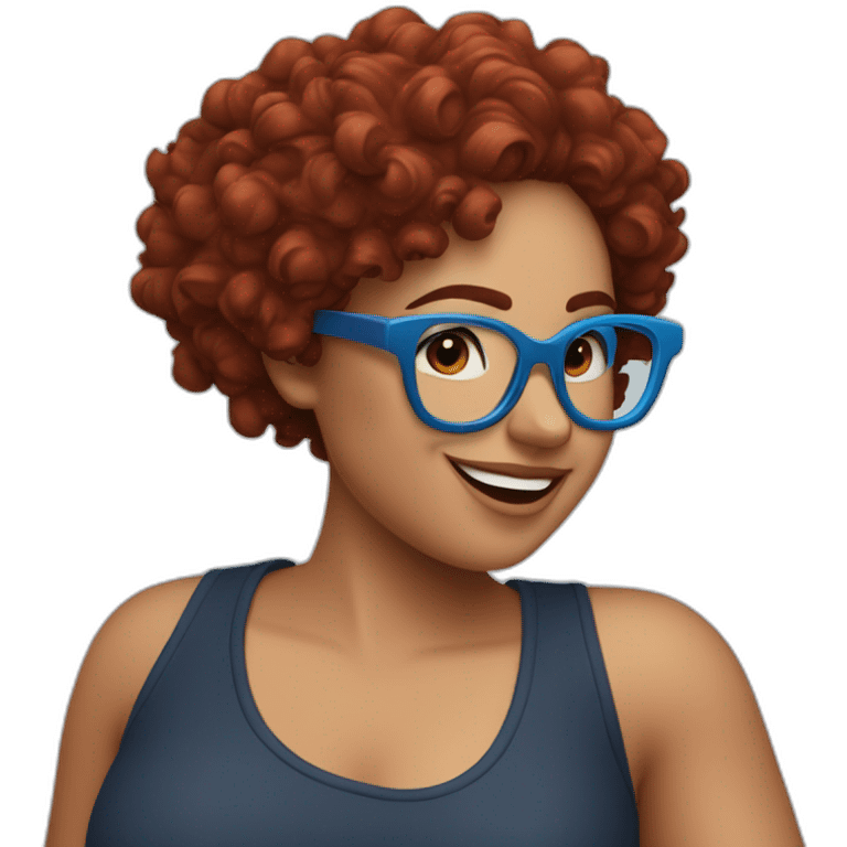 a-curvy-girl-with-dark-red-curly-hair-and-blue-glasses dancing emoji