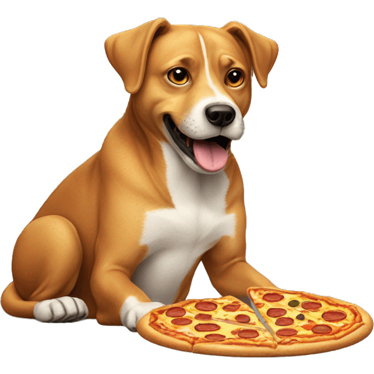 a dog eating pizza emoji