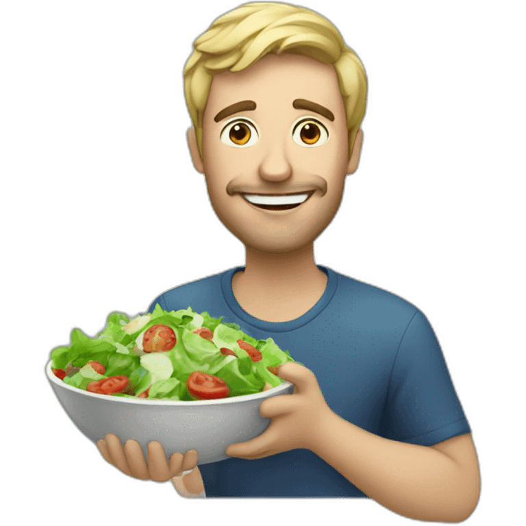 man eating very large salad emoji