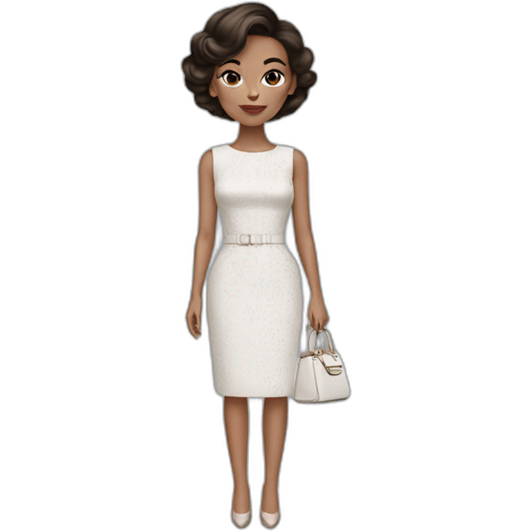 Brunette lady wearing Dior dress  emoji