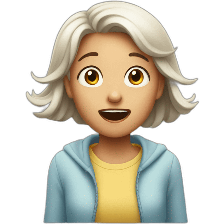 A GIRL WHO SEEMS OLD AND YOUNG AT THE SAME TIME, SHORT AIR, SURPRISED emoji