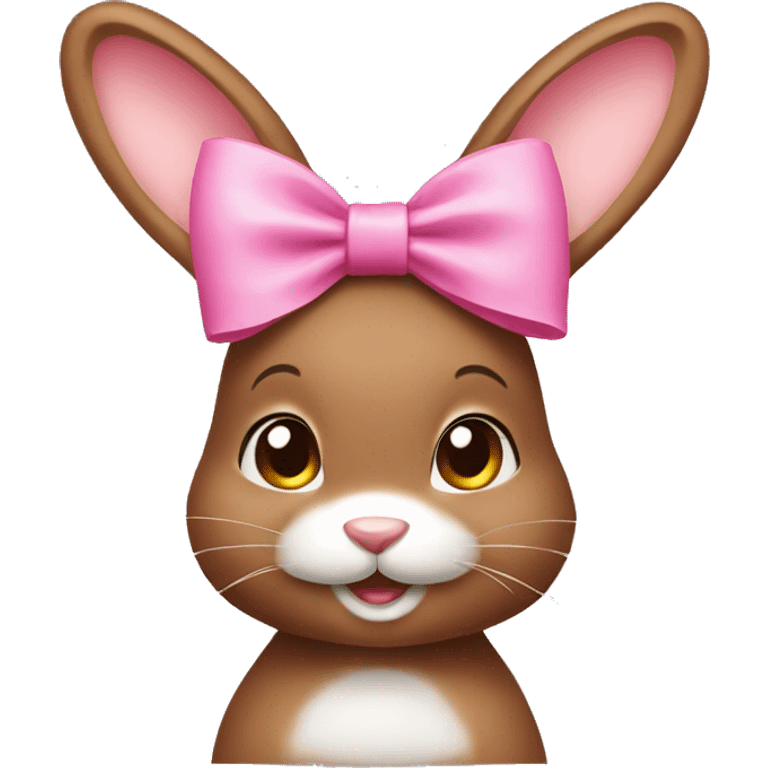 Brown bunny with a pink bow on her head emoji