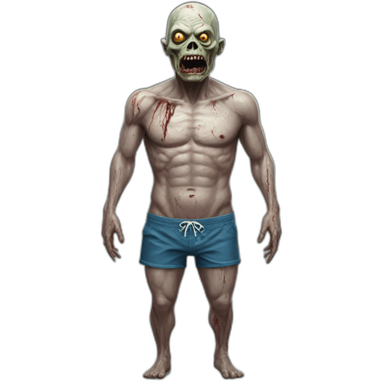 zombi wearing a swimming trunks hyperrealistic emoji