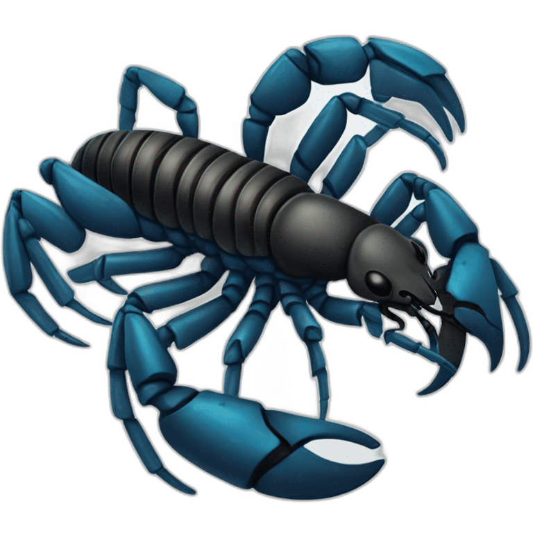 Scorpion black with blue stripes and tail risen emoji